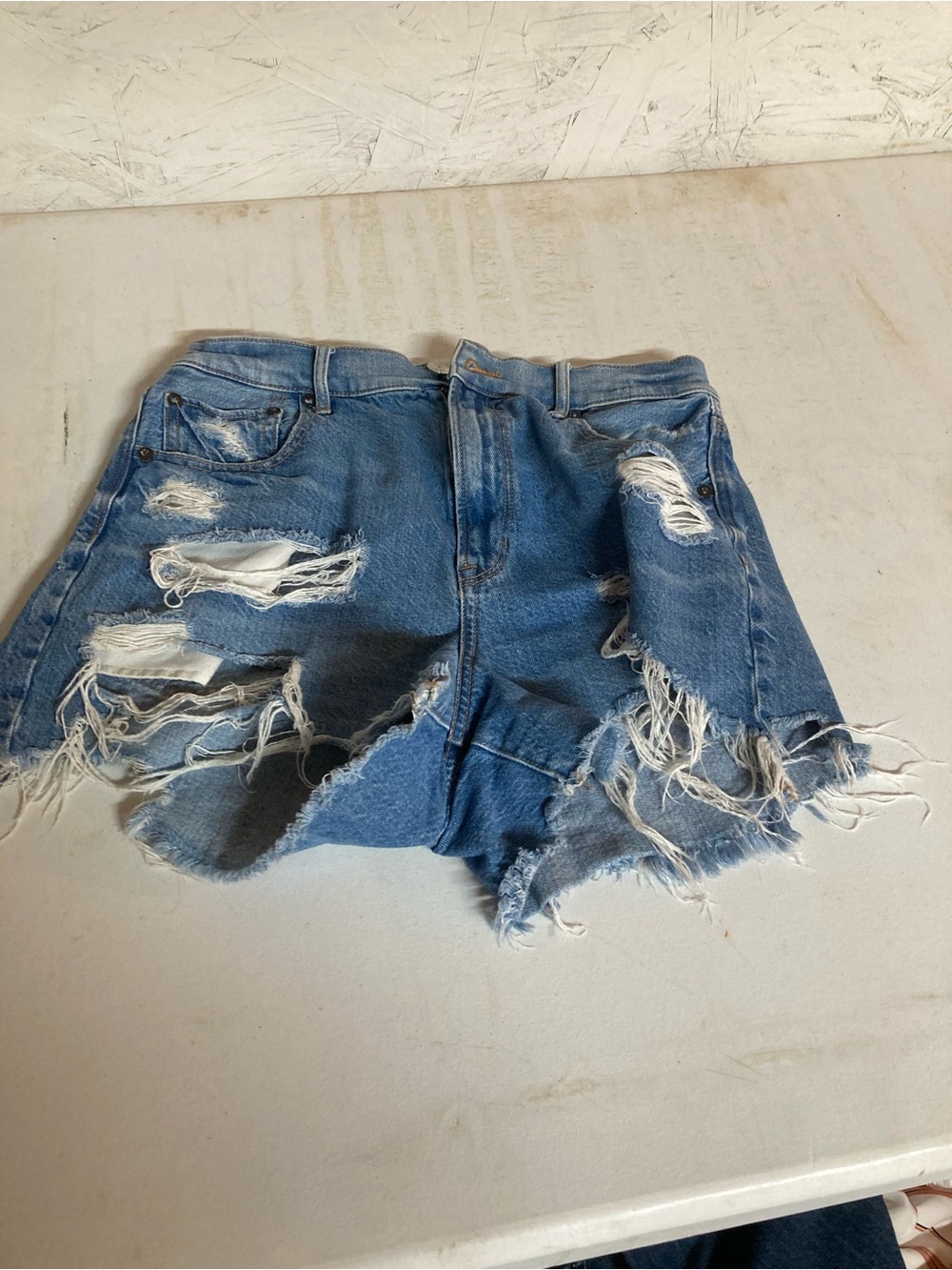 American Eagle Outfitters Medium Blue Distressed Denim Cutoff Shorts